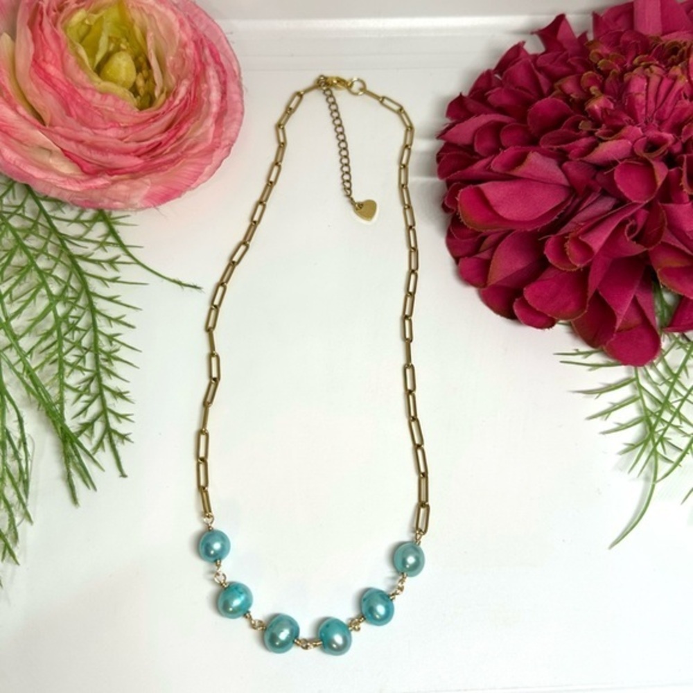NEW⚜️Tiffany Blue Freshwater Pearl Necklace